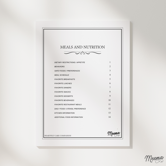 Nutrition and Exercise Printable Care Journal